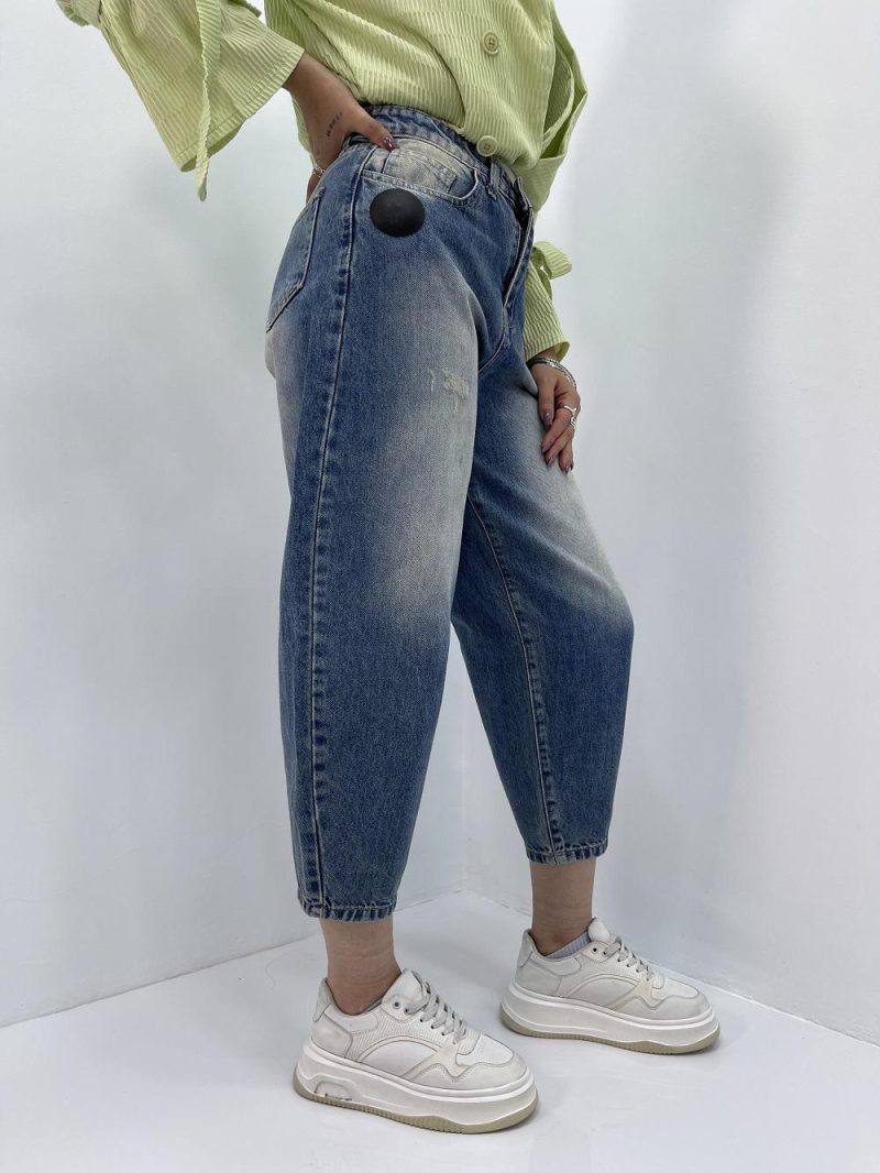 شلوار جین زنانه مام بالونی آبی