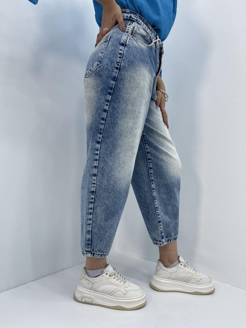 شلوار جین زنانه مام بالونی آبی