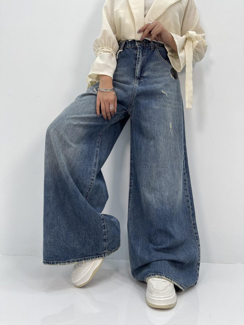 شلوار جین زنانه سوپر بگ آبی