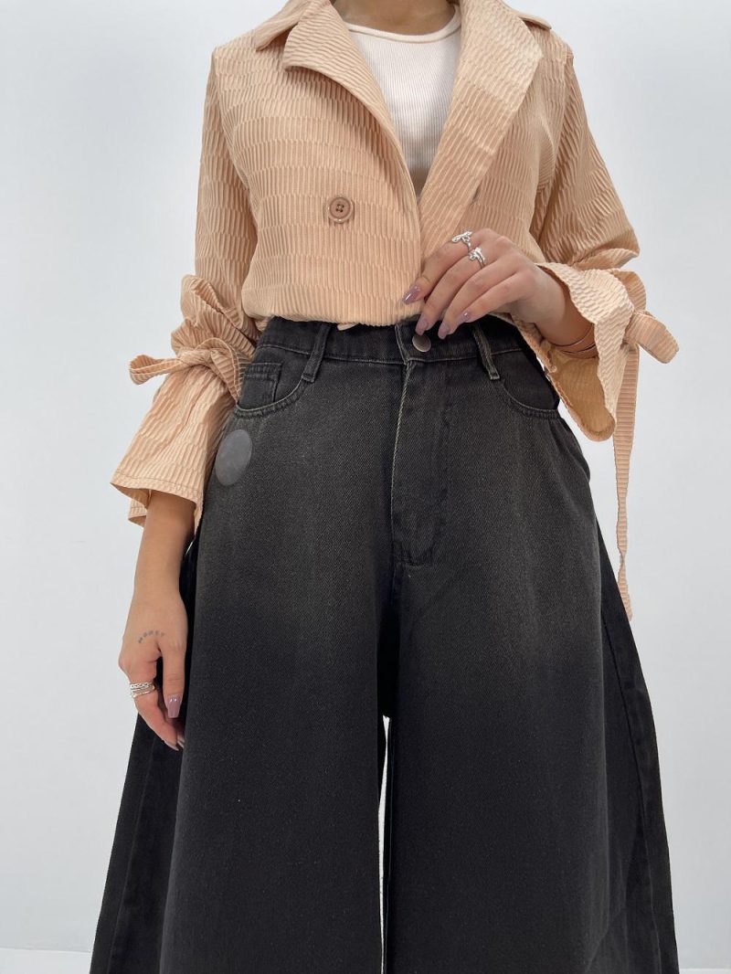 شلوار جین زنانه سوپر بگ بالون زغالی