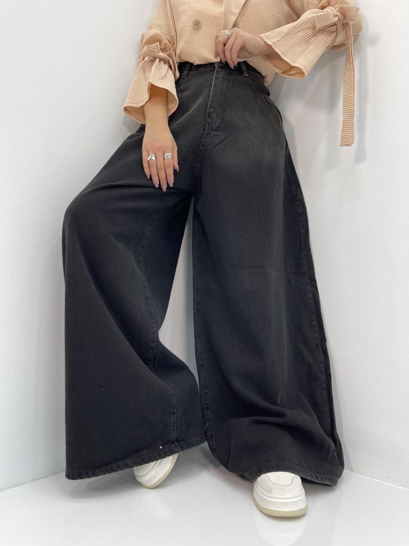 شلوار جین زنانه سوپر بگ بالون زغالی