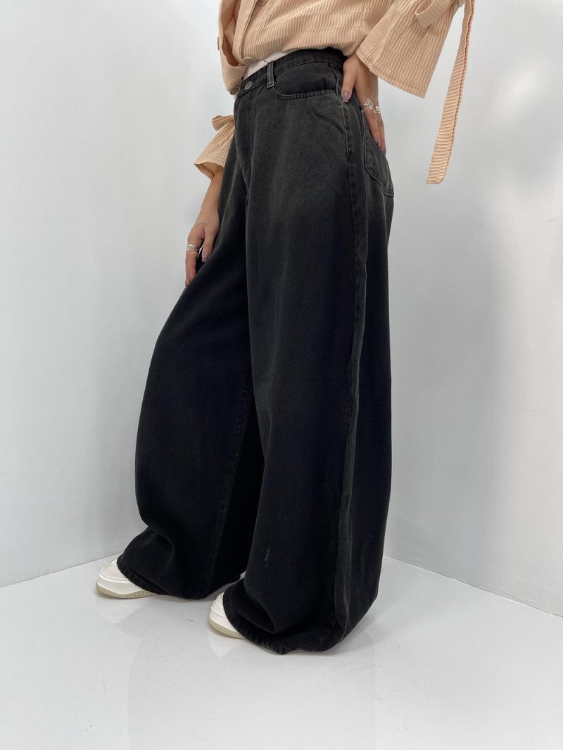 شلوار جین زنانه سوپر بگ بالون زغالی