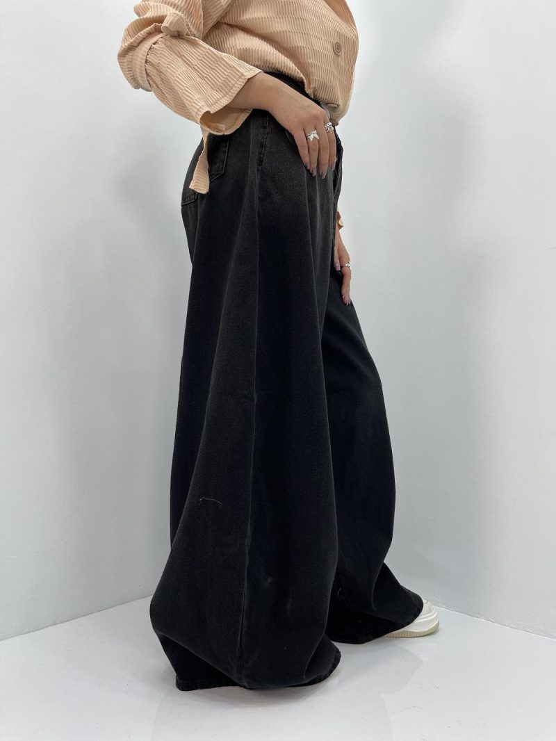 شلوار جین زنانه سوپر بگ بالون زغالی