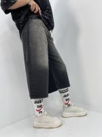 شلوارک جین زنانه زغالی قد 80