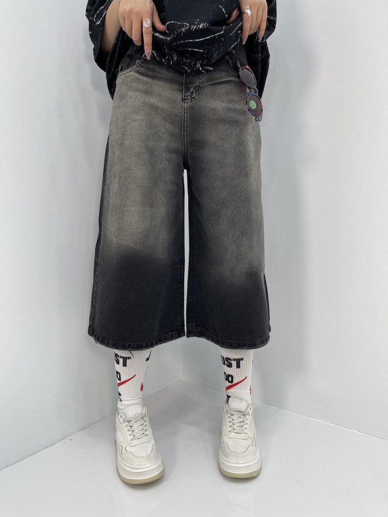 شلوارک جین زنانه زغالی قد 80