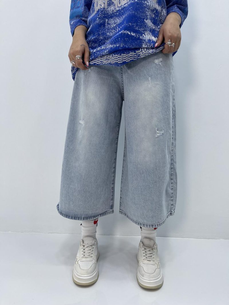 شلوارک جین زنانه آبی یخی