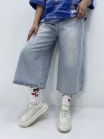 شلوارک جین زنانه آبی یخی