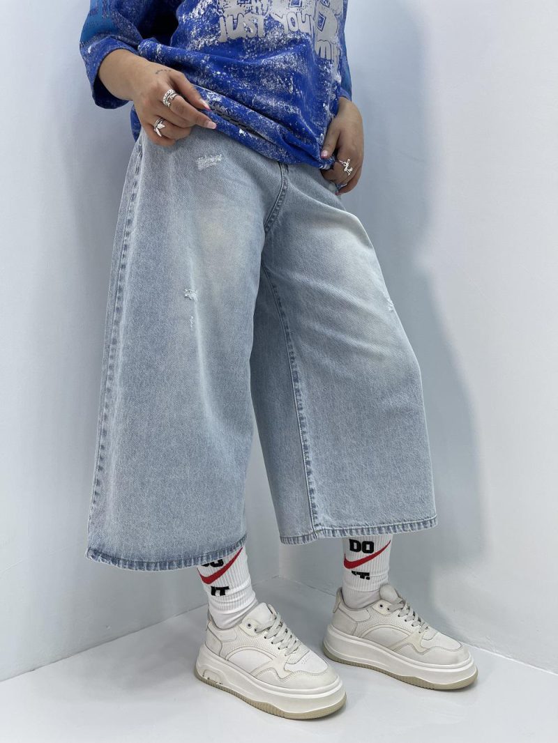 شلوارک جین زنانه آبی یخی