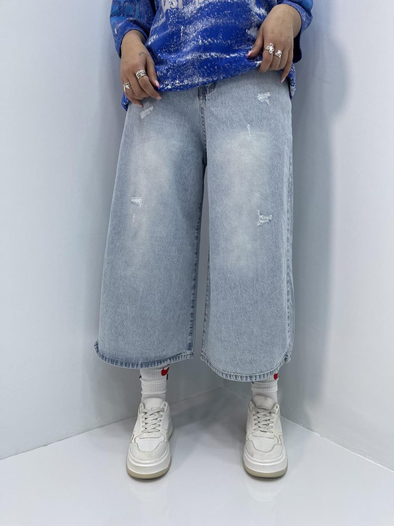 شلوارک جین زنانه آبی یخی