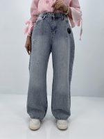 شلوار جین بگ زنانه سایز بزرگ آبی