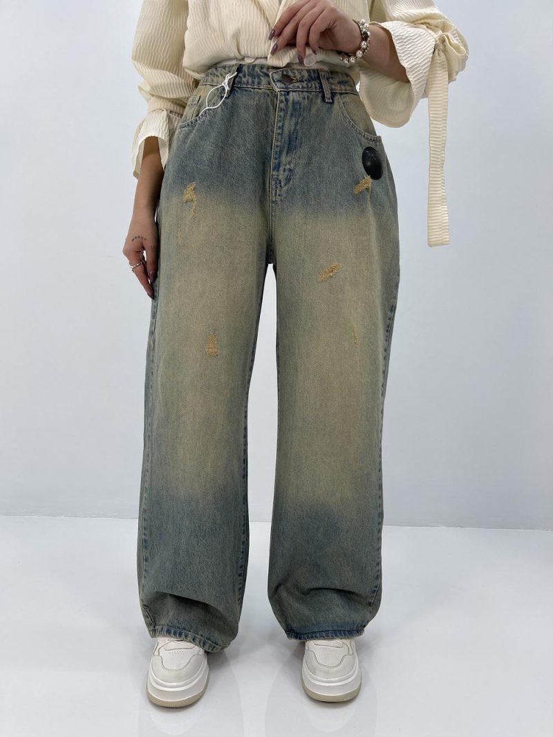 شلوار جین بگ زنانه سایز بزرگ سنگشور