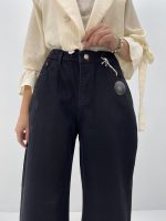 شلوار جین بگ زنانه سایز بزرگ مشکی