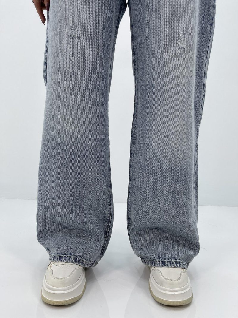 شلوار جین بگ زنانه سایز بزرگ آبی