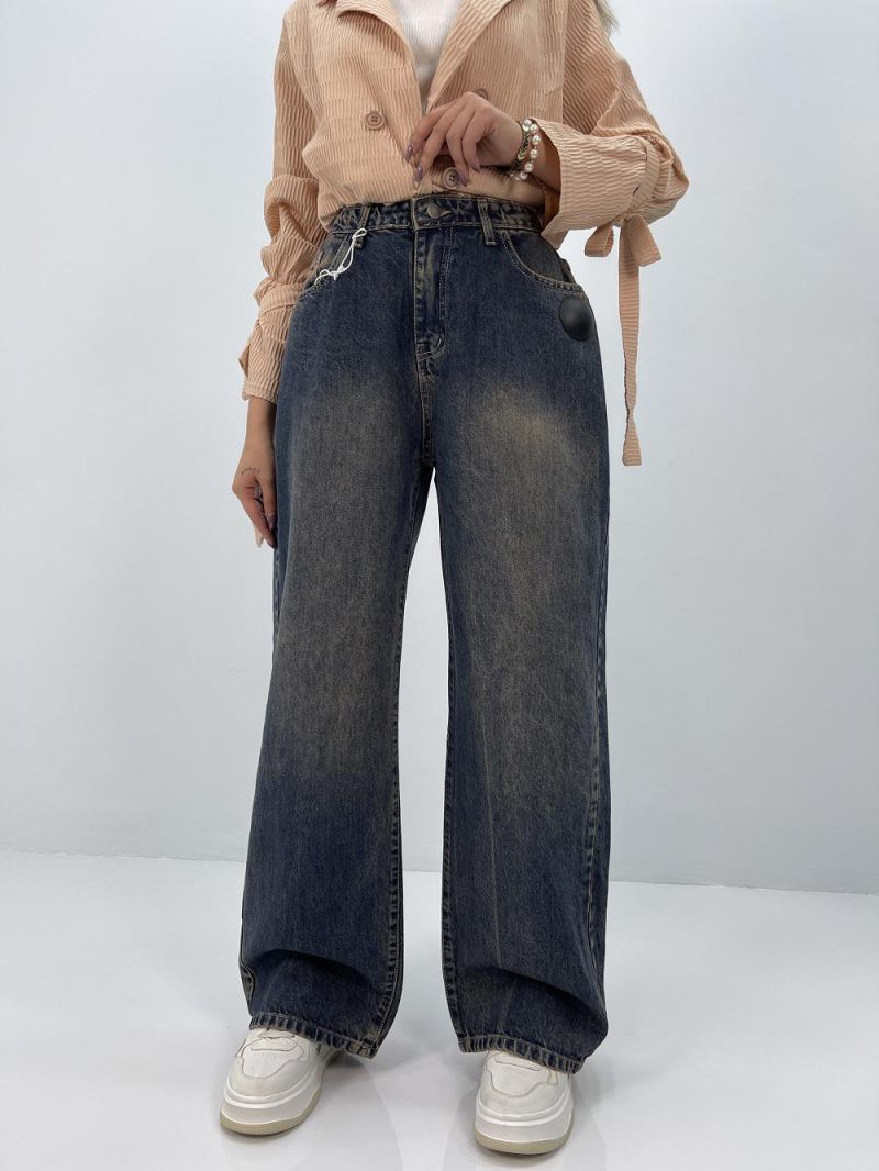 شلوار جین بگ زنانه سایز بزرگ سنگشور