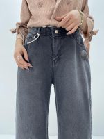 شلوار جین بگ زنانه سایز بزرگ زغالی