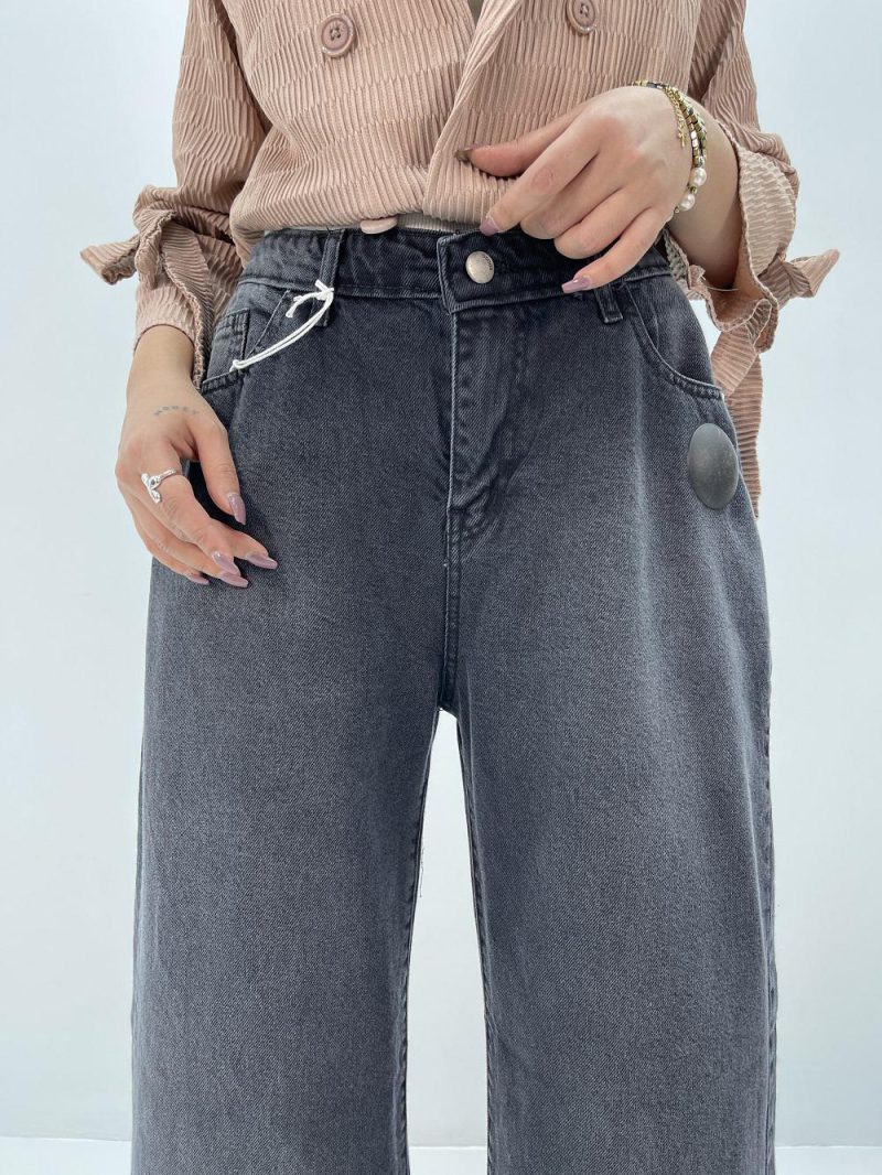 شلوار جین بگ زنانه سایز بزرگ زغالی