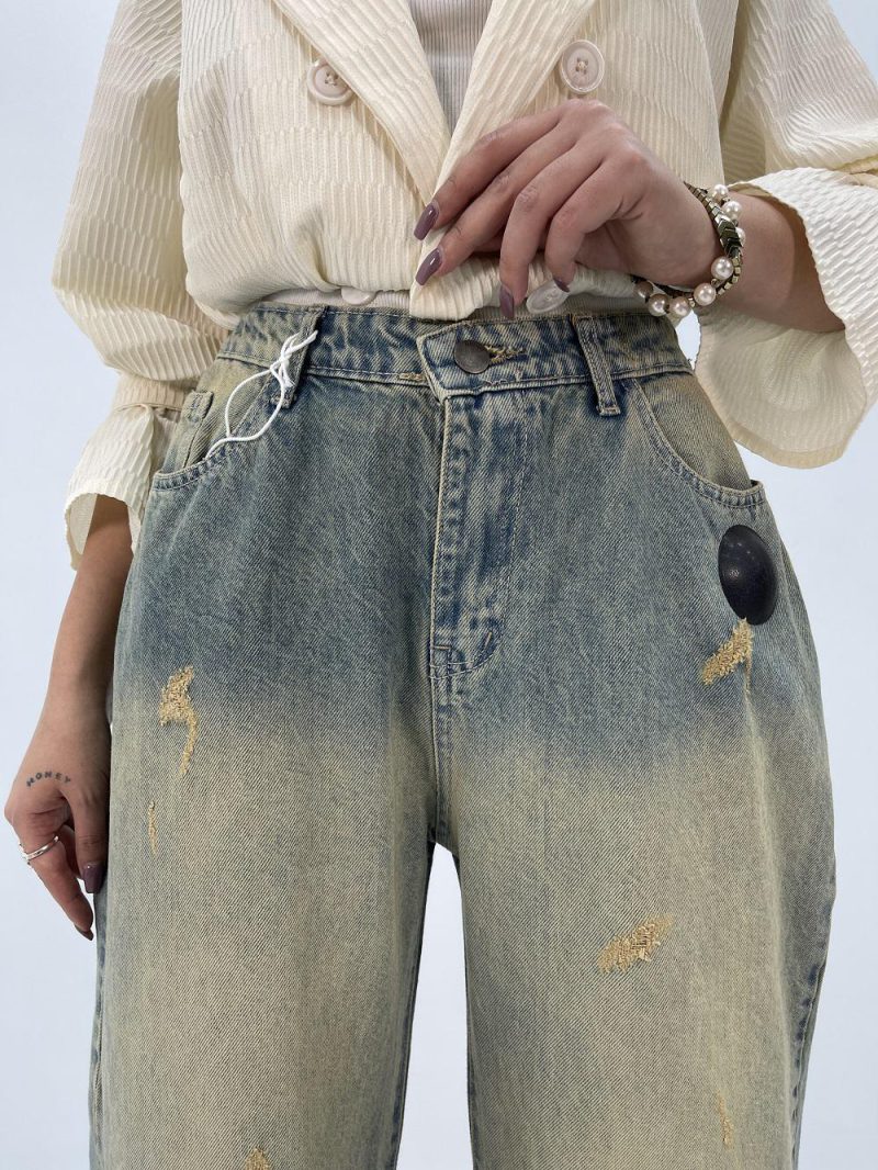 شلوار جین بگ زنانه سایز بزرگ سنگشور