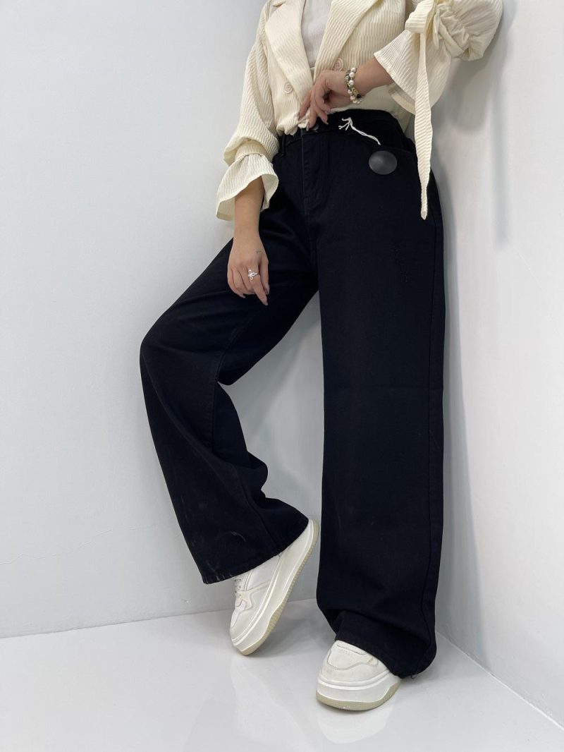 شلوار جین بگ زنانه سایز بزرگ مشکی