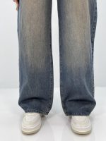 شلوار جین بگ زنانه سایز بزرگ آبی تیره سنگشور