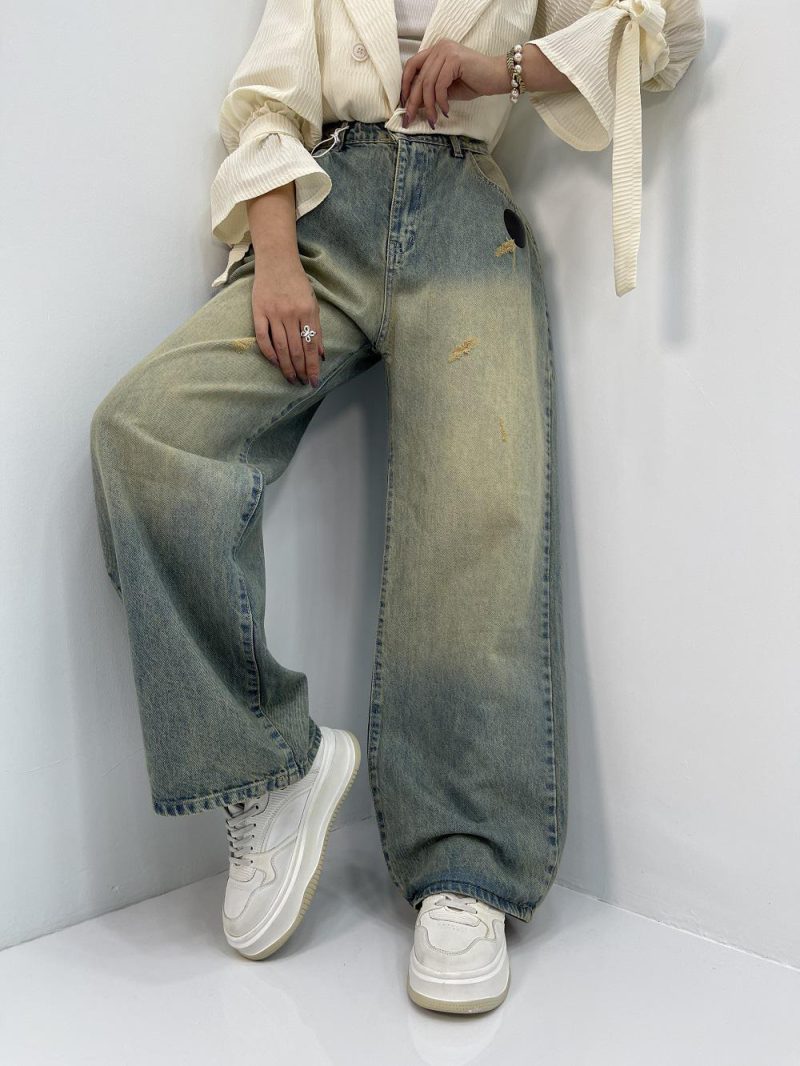 شلوار جین بگ زنانه سایز بزرگ سنگشور