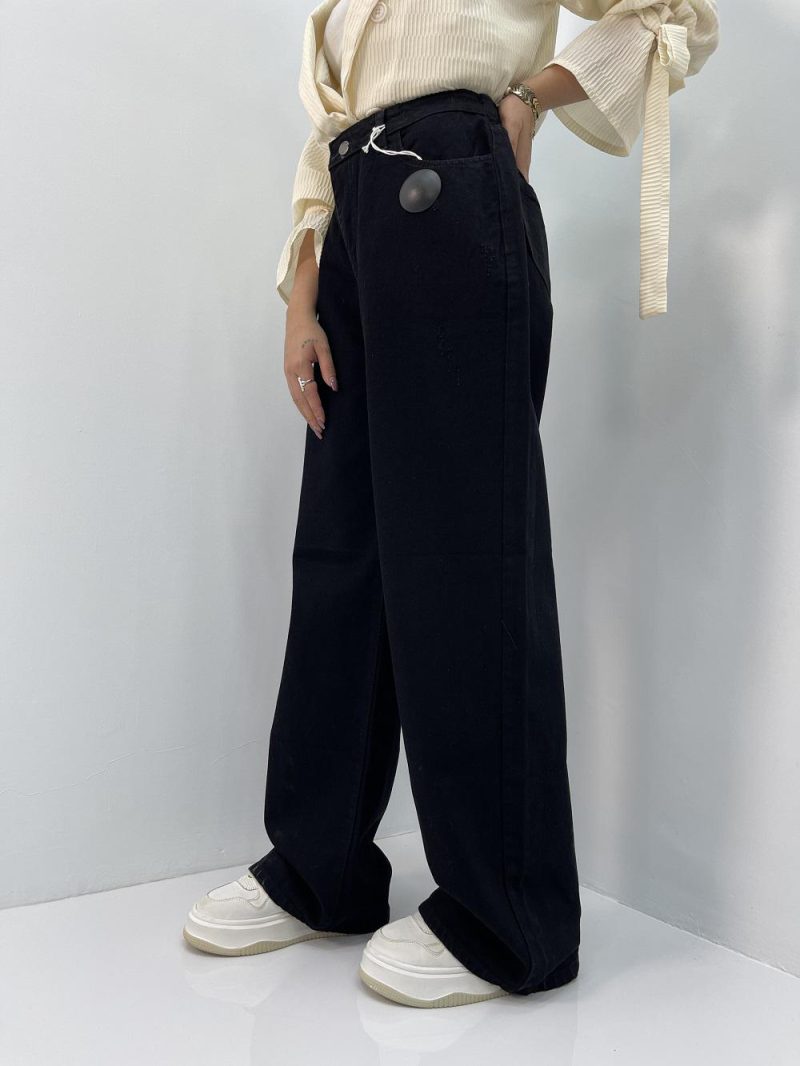 شلوار جین بگ زنانه سایز بزرگ مشکی