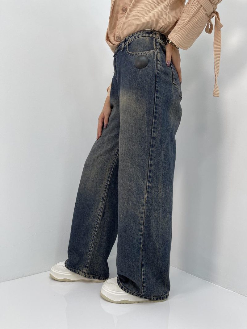 شلوار جین بگ زنانه سایز بزرگ سنگشور