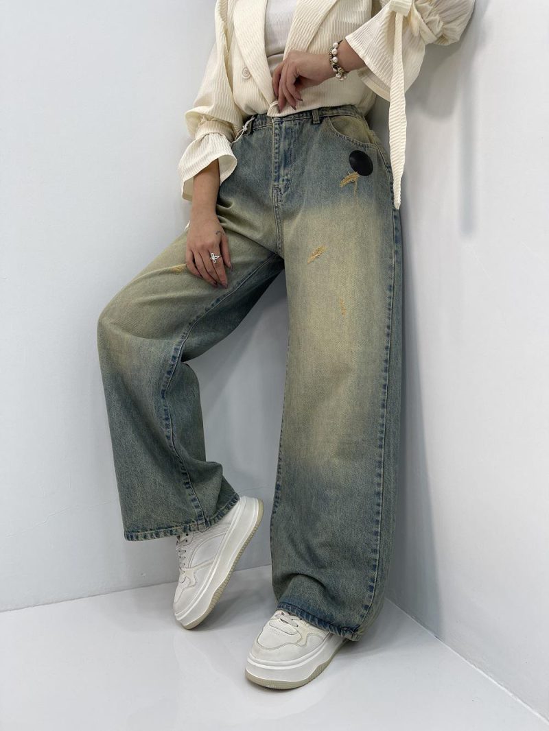 شلوار جین بگ زنانه سایز بزرگ سنگشور