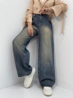 شلوار جین بگ زنانه سایز بزرگ آبی تیره سنگشور