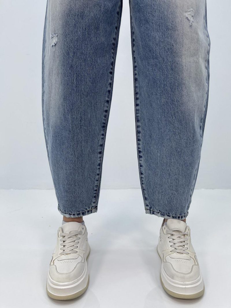 شلوار جین زنانه مام بالون آبی روشن