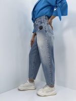 شلوار جین زنانه مام بالون آبی روشن