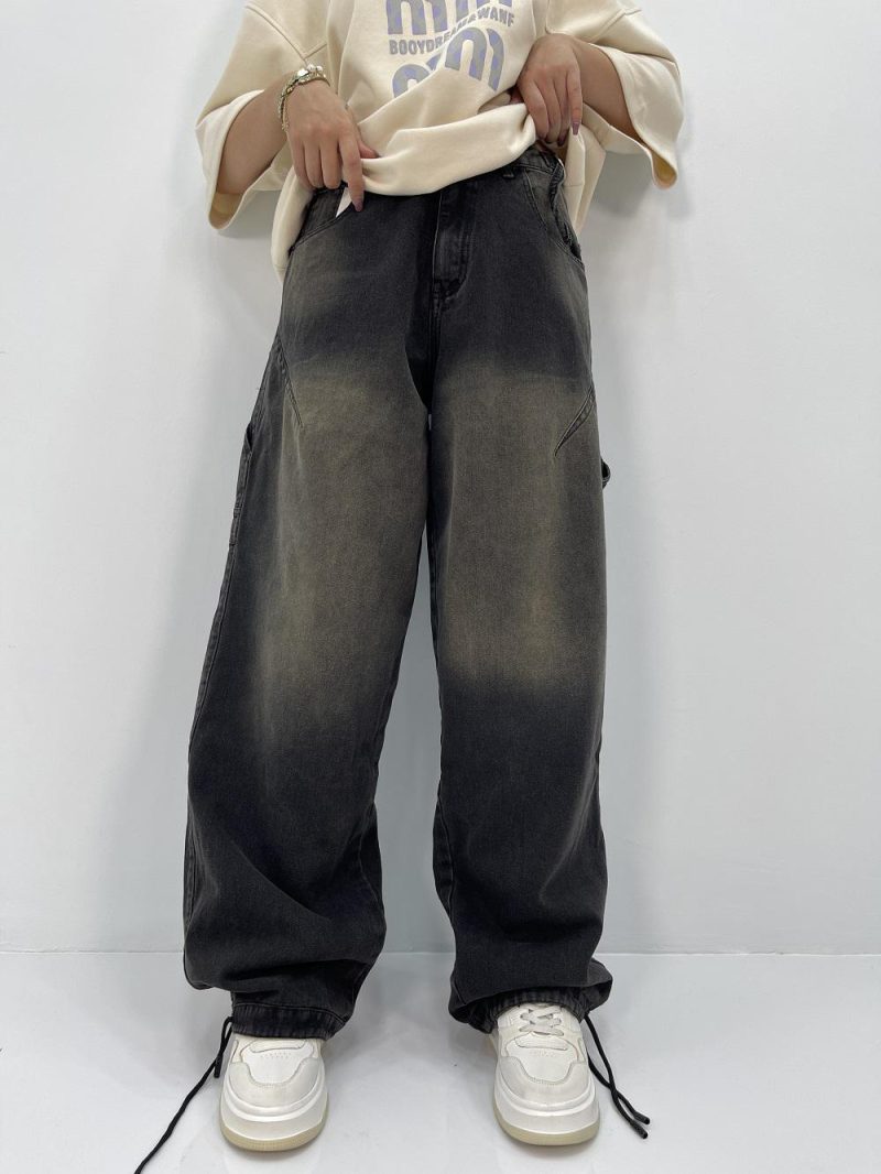 شلوار جین زنانه بالونی مکس زغالی