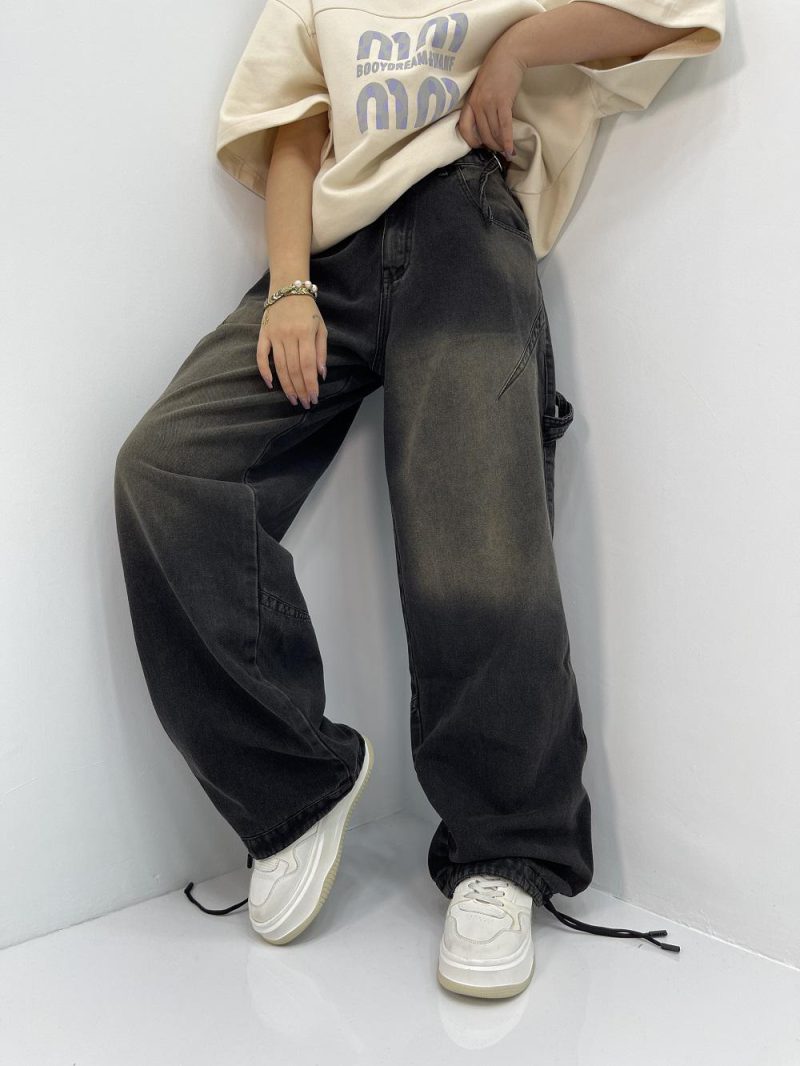 شلوار جین زنانه بالونی مکس زغالی