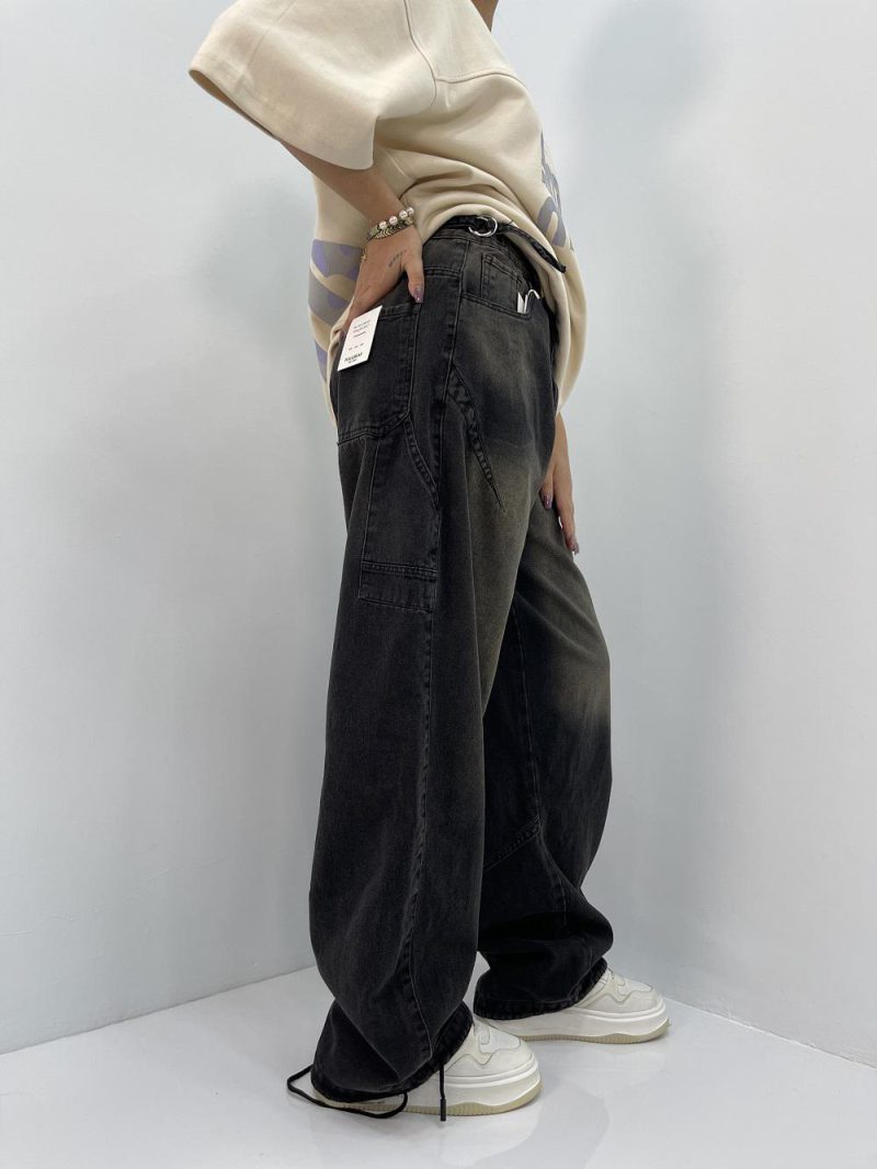 شلوار جین زنانه بالونی مکس زغالی