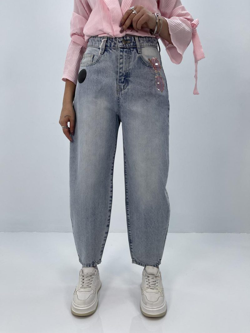 شلوار جین زنانه مام بالون یخی