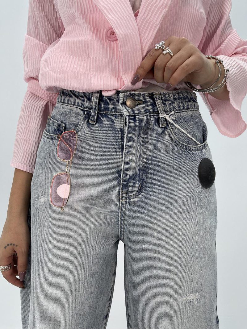 شلوار جین زنانه مام بالون یخی