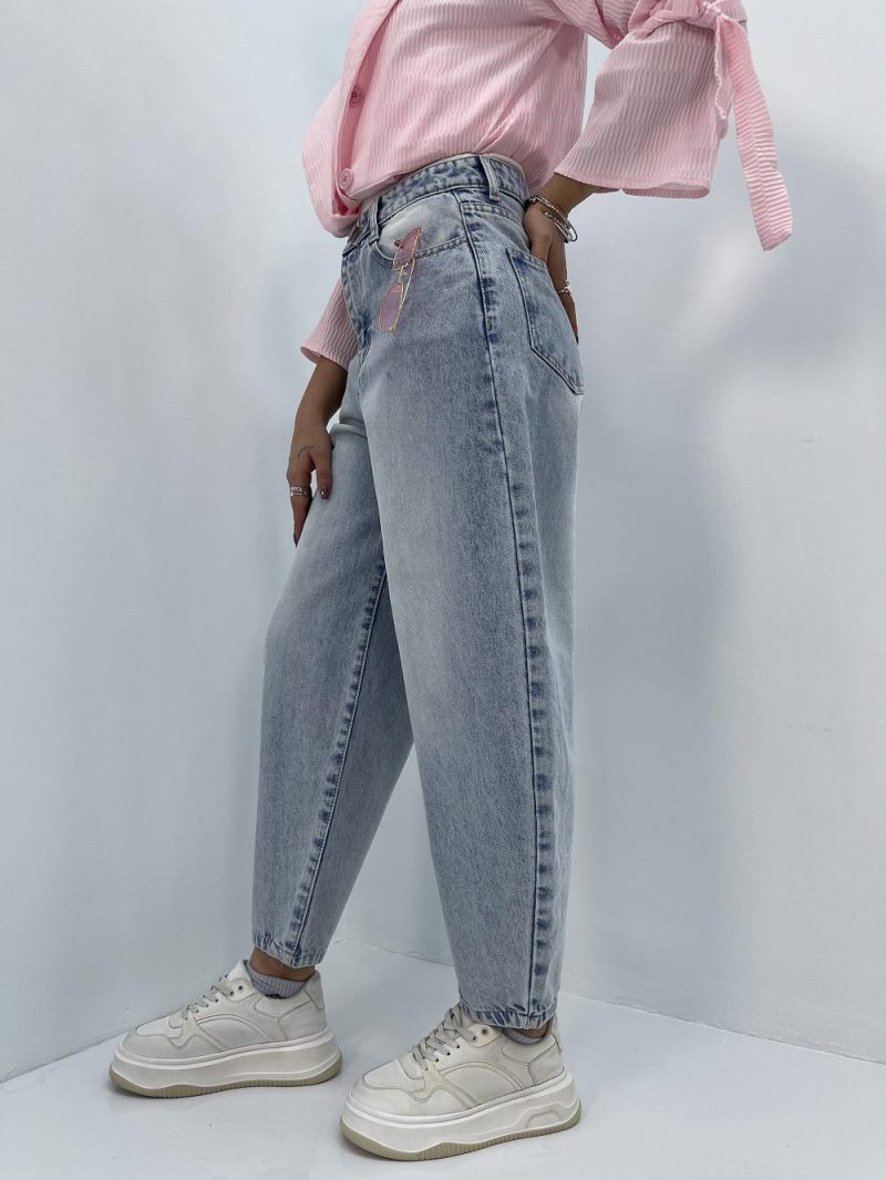 شلوار جین زنانه مام بالون یخی