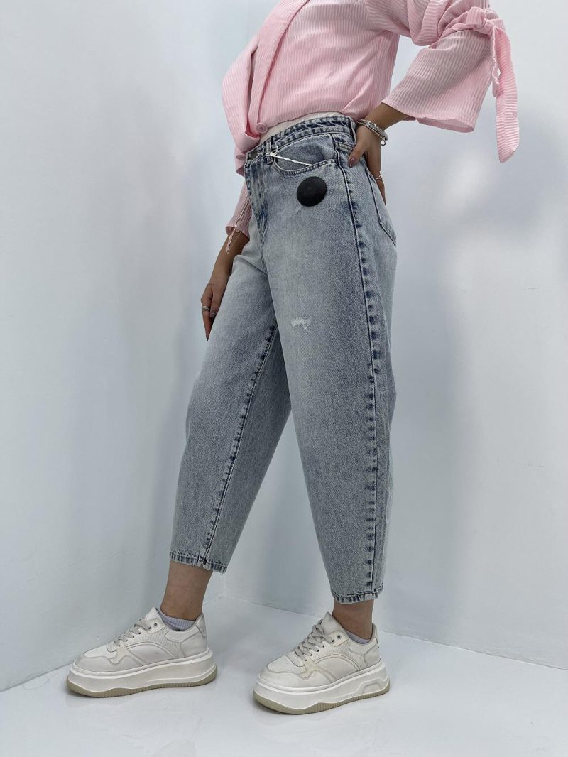 شلوار جین زنانه مام بالون یخی