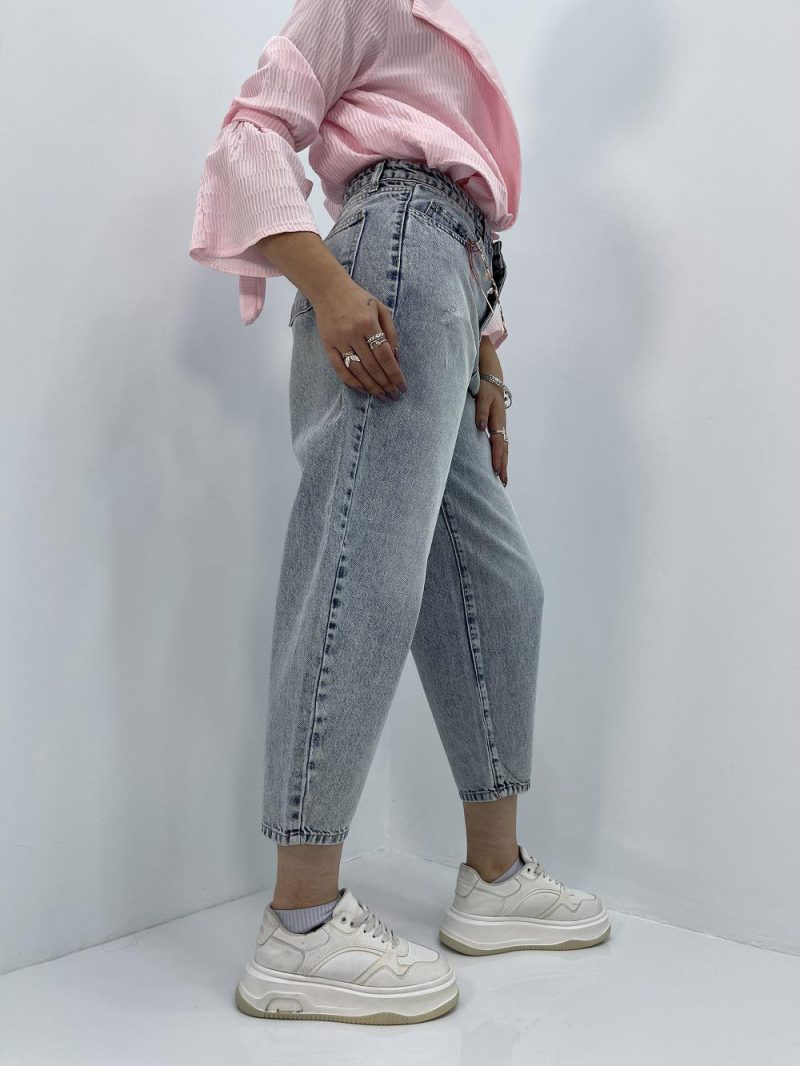 شلوار جین زنانه مام بالون یخی