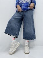 شلوارک جین زنانه سوپر بگ طرحدار آبی
