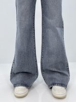 شلوار جین زنانه واید لگ بلند آبی سنگشور