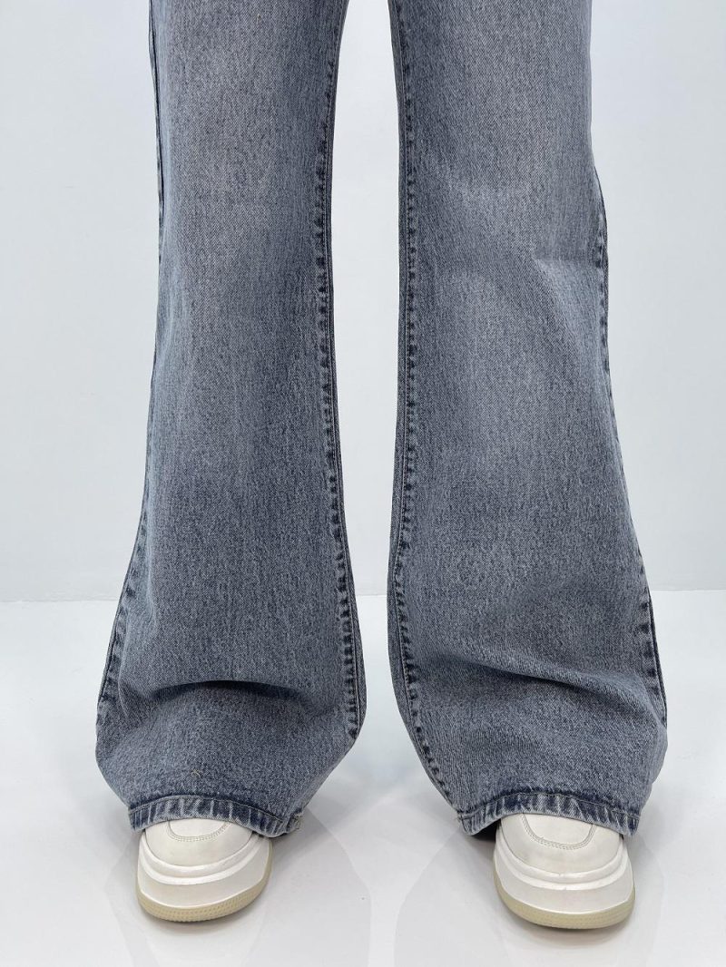 شلوار جین زنانه واید لگ بلند آبی سنگشور