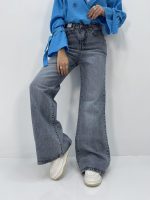 شلوار جین زنانه واید لگ بلند آبی سنگشور