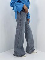 شلوار جین زنانه واید لگ بلند آبی سنگشور