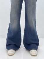 شلوار جین زنانه واید لگ بلند آبی سنگشور