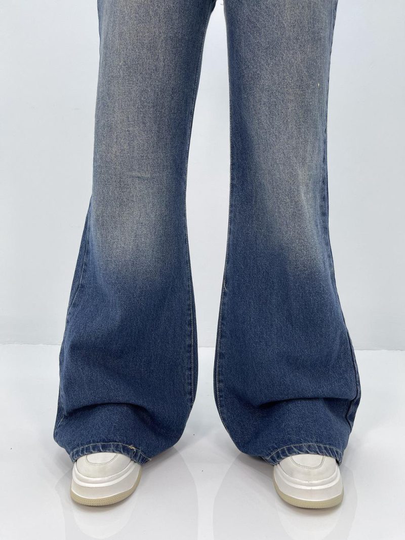 شلوار جین زنانه واید لگ بلند آبی سنگشور