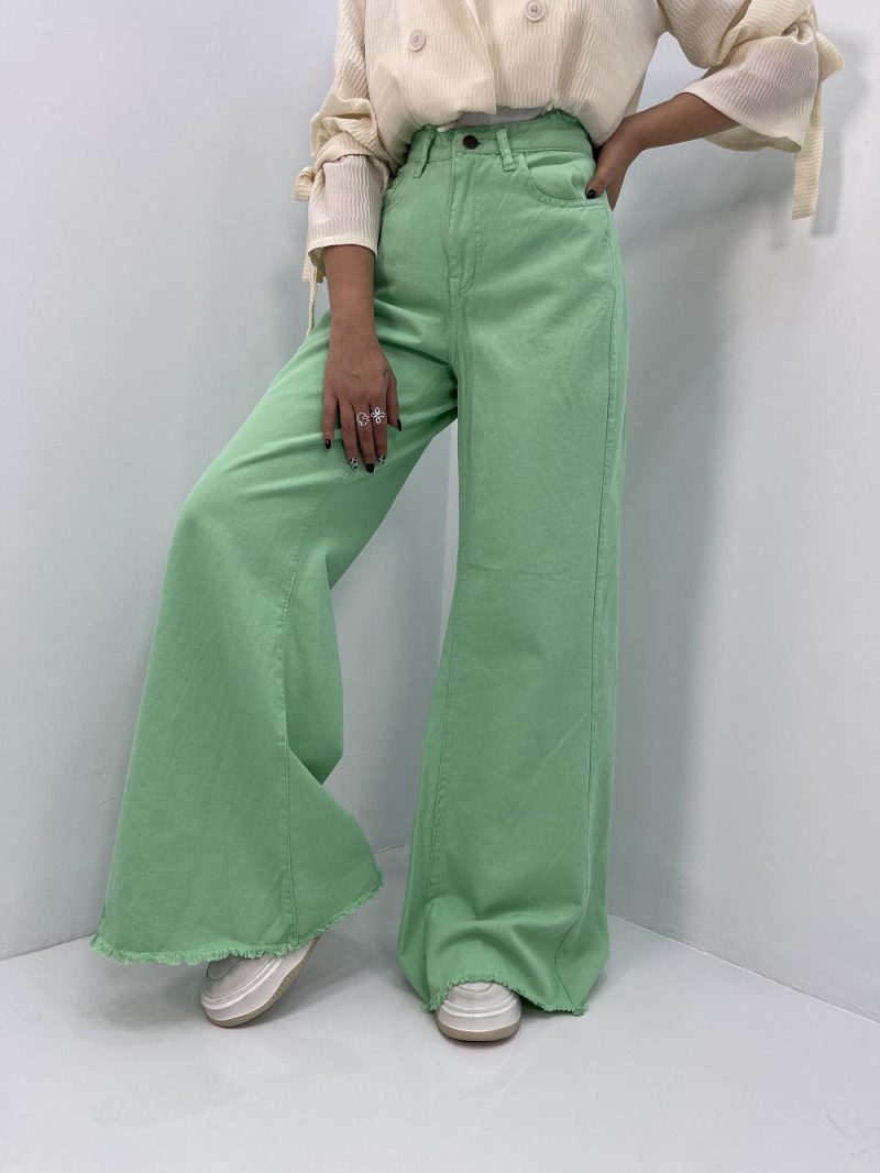 شلوار شافل بگ آبی سبز