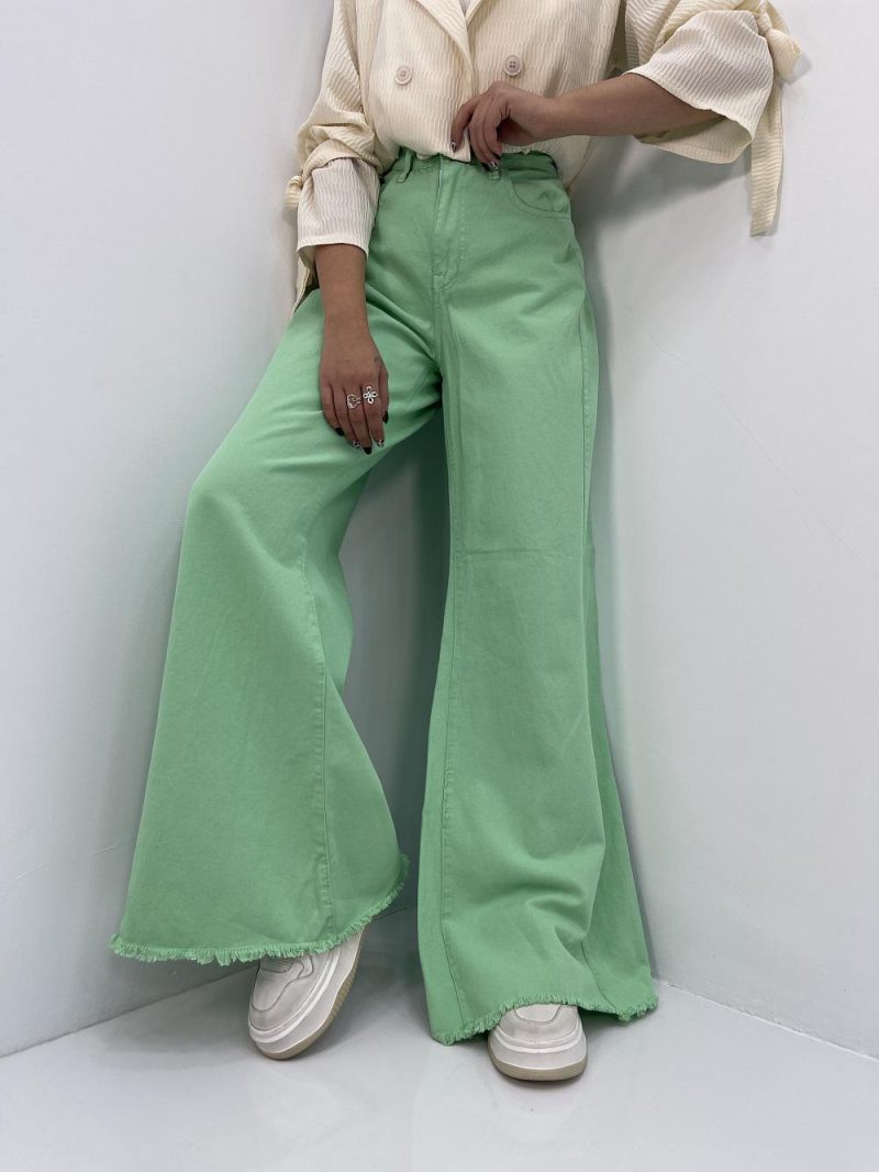 شلوار شافل بگ آبی سبز