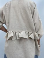 مانتو لینن تابستانه کرم آبی