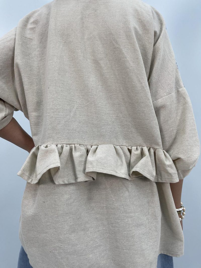 مانتو لینن تابستانه کرم آبی