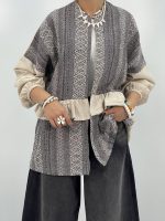 مانتو لینن تابستانه کرم مشکی